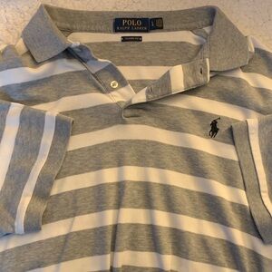 Ralph Lauren Classic Fit Gray and White Polo